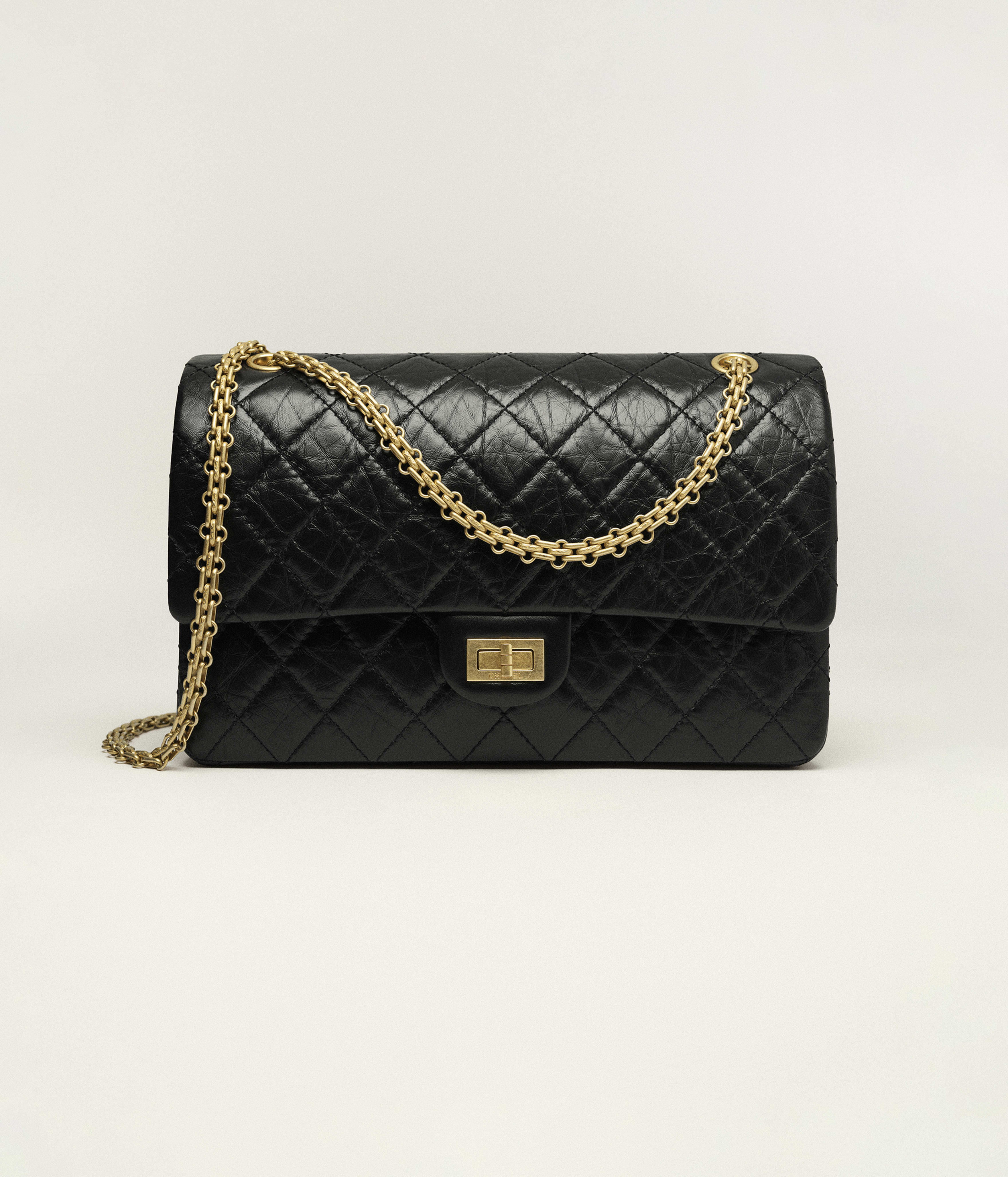 Chanel Large 2.55 Bag Aged Calfskin & Gold-Tone Metal Black A37587-Y04634-C3906