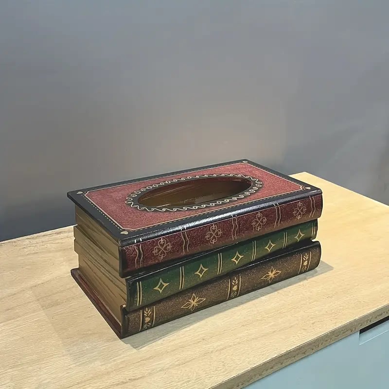 🔥HOT SALE 49% OFF - Creative Retro Wooden Book Shape Tissue Box