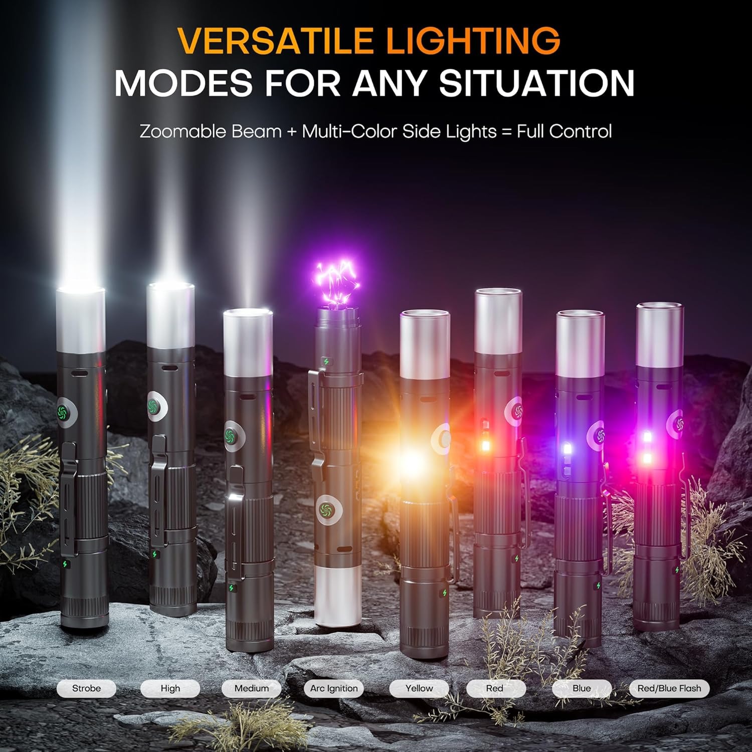 💥ON SALE💥7-Mode Zoomable EDC Arc Electric Shock Rechargeable Self-defense Flashlight