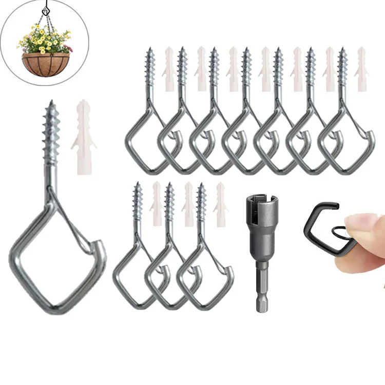 🎄🎅 Early Christmas Sale 50% OFF-10pcs Square Snap Hanging Hooks - Anti-Drop Bonsai Hooks with Safety Buckles for Christmas Rope String Lights