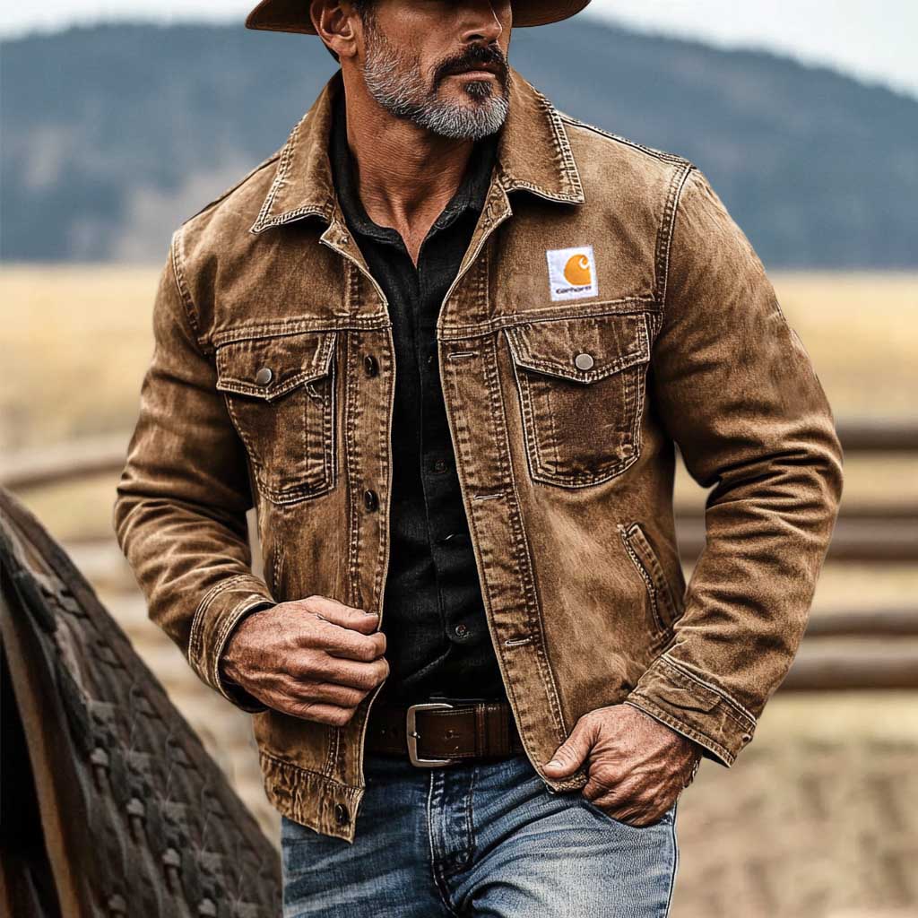 Distressed Denim Jacket for Men - Perfect for Casual and Outdoor Adventures