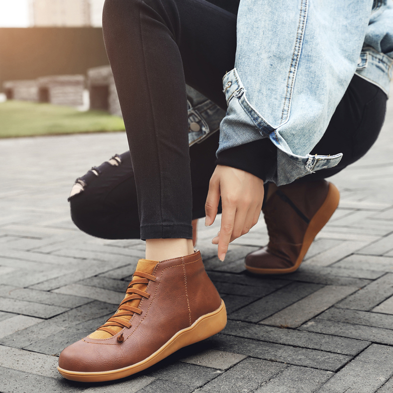 Premium Lace-Up Ankle Boots, Genuine Comfy Leather Boots