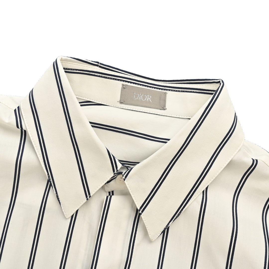 Dior 24Fw pocket embroidered striped shirt