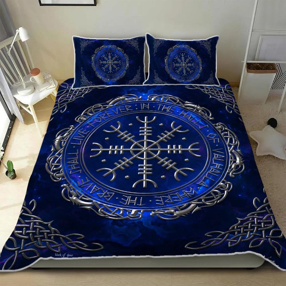 Aegishjalmur Helm Of Awe Viking Quilt Bed Set