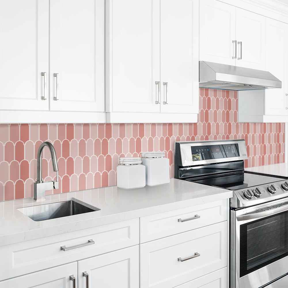 Pink Fish Scale Peel and Stick Backsplash Tile - Thicker Design