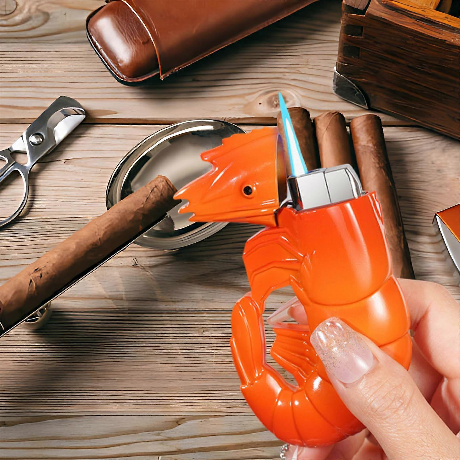 🔥Hot Sale-49% OFF🔥💖🎁Blue flame windproof brand new unique personality shrimp shaped lighter🦐🦐 (can be filled with butane gas)