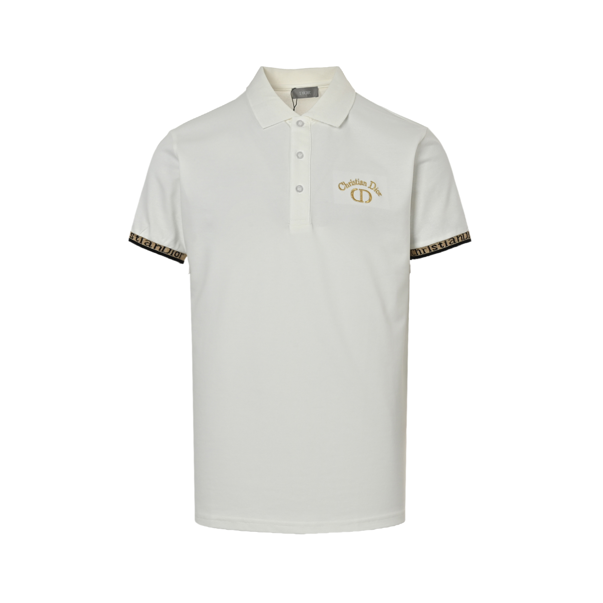 Dior 25ss CD gold thread embroidered letters Polo short sleeve
