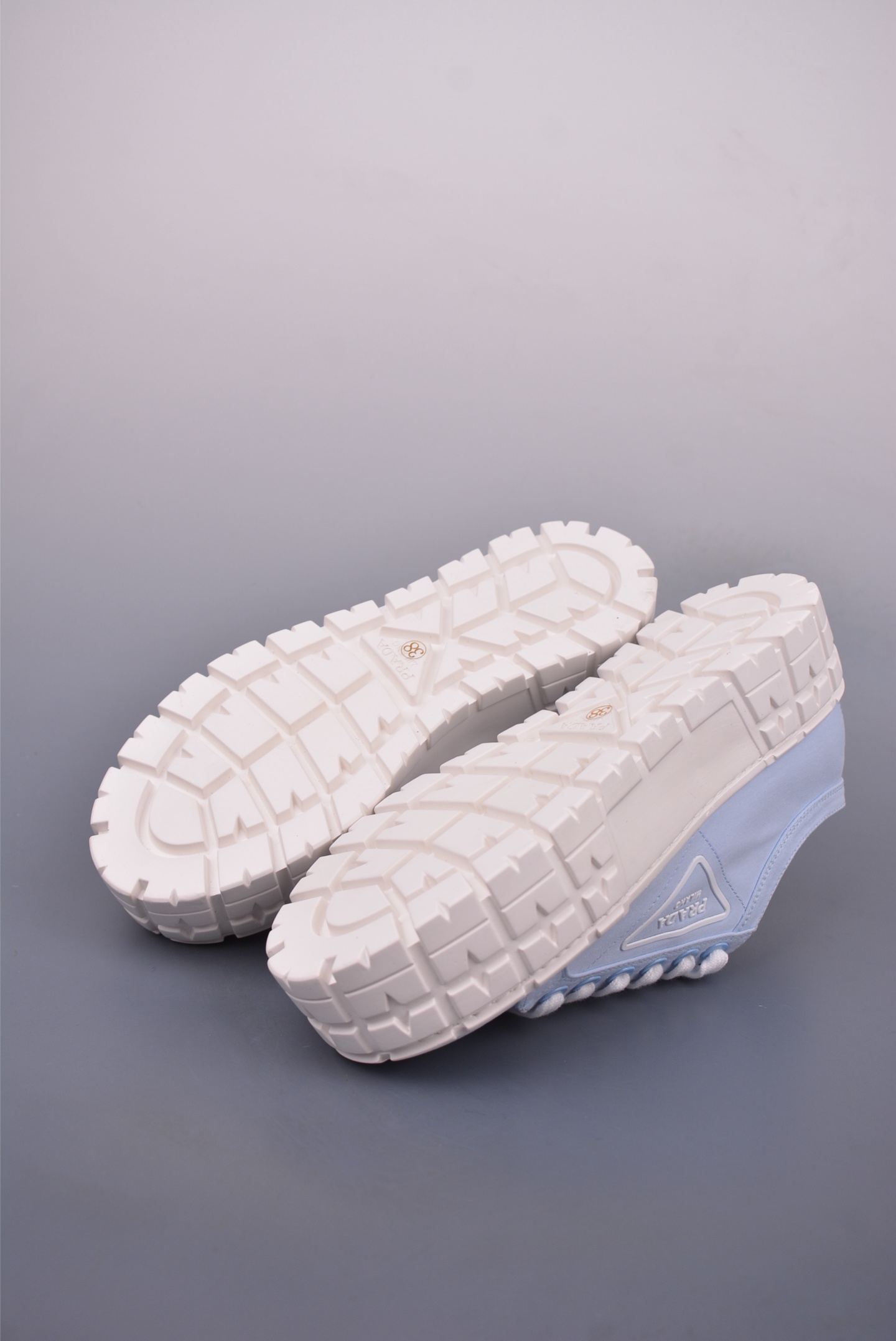 Prada Nylon Gabardine Low Sneakers Canvas Light Blue White SPAZZOL