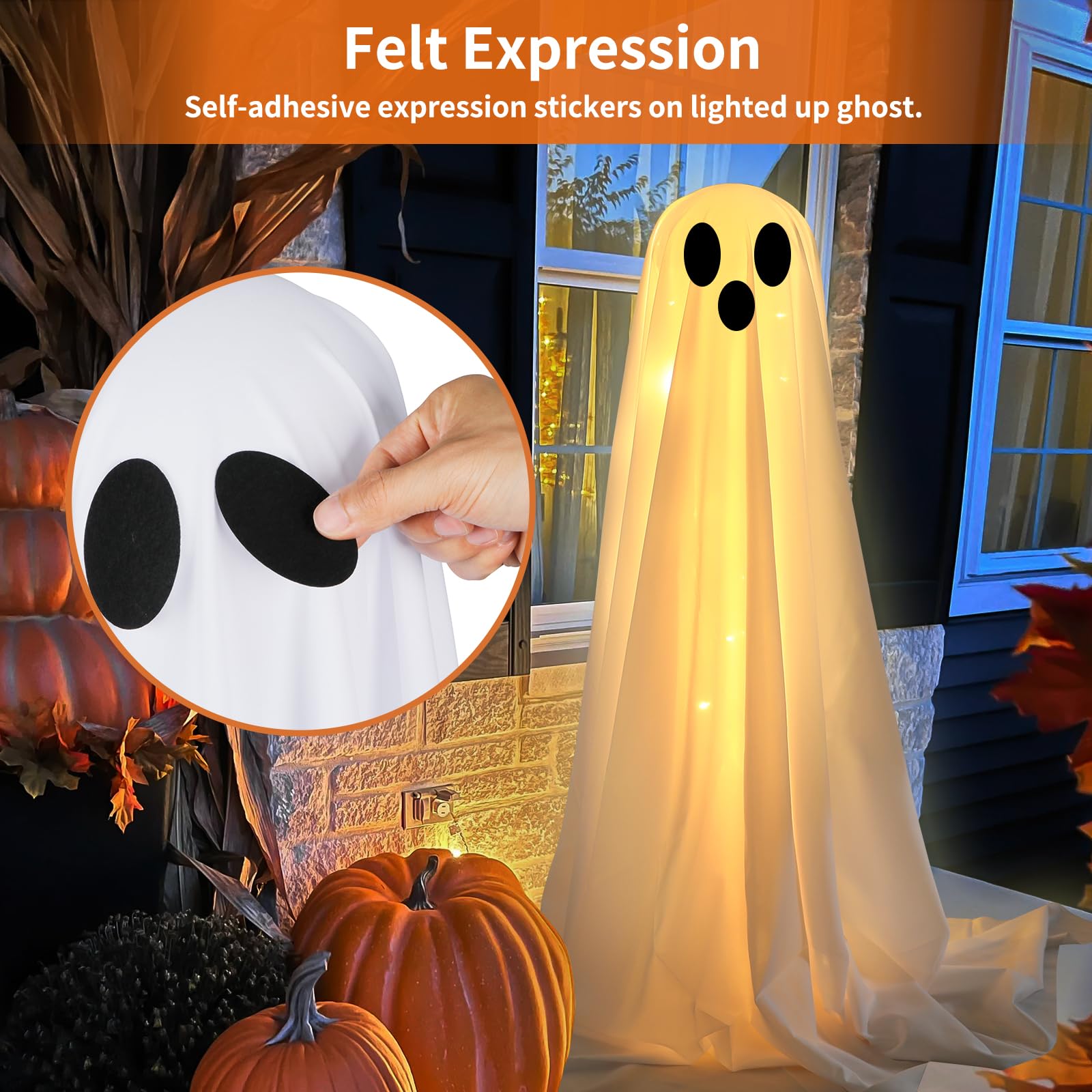 👻Sparkling Spooky Ghost Halloween Decoration-Cute ghost with Witch Hat