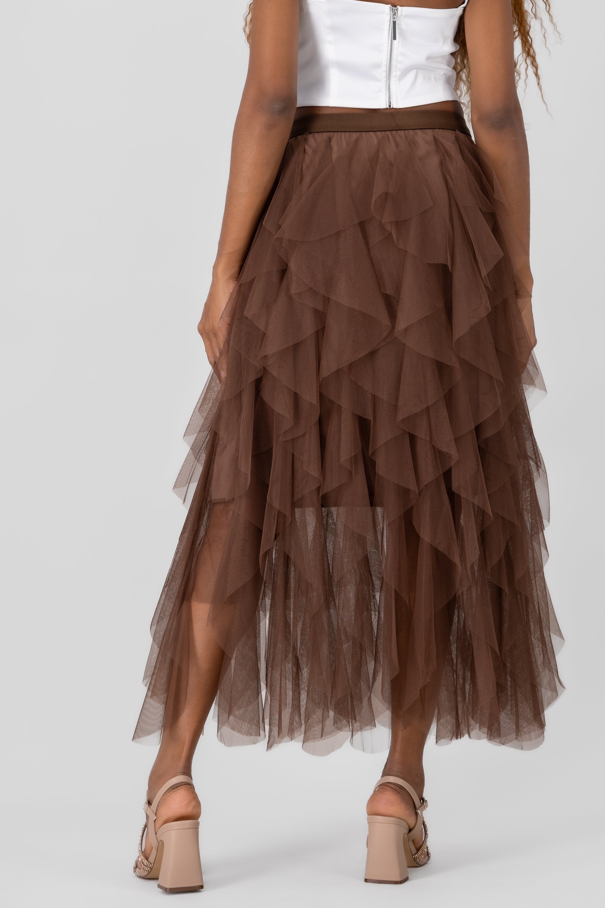 Mesh Layered Ruffled Skirt