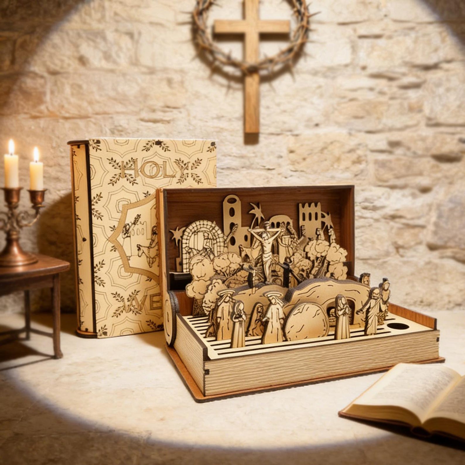 2026 Holy Week Wooden Diorama Book | Unique Religious Heirloom