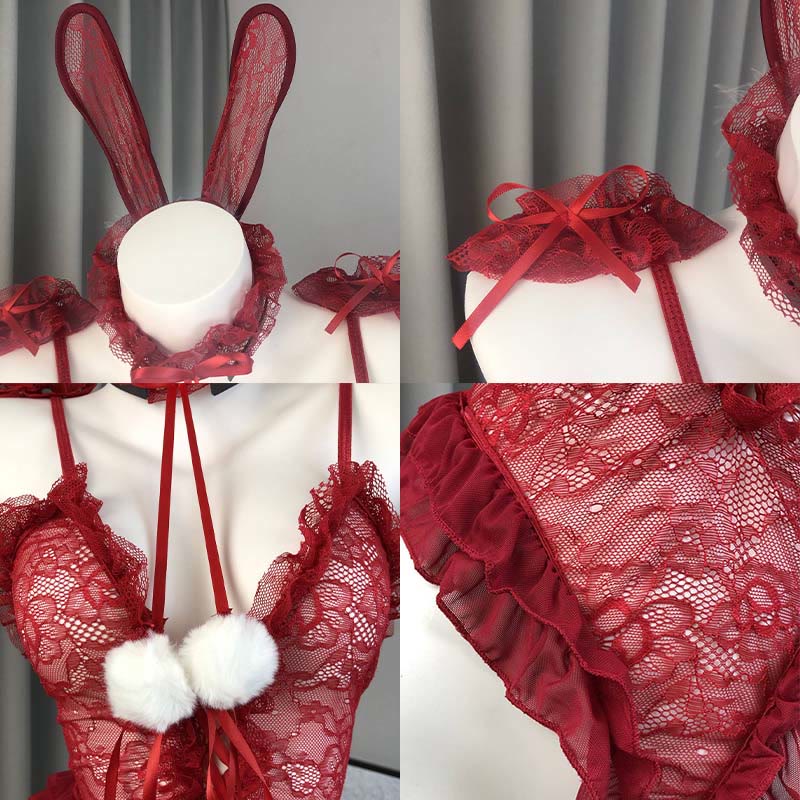 Cosplay Bunny Sexy Lace Jumpsuit Lingerie With Stockings