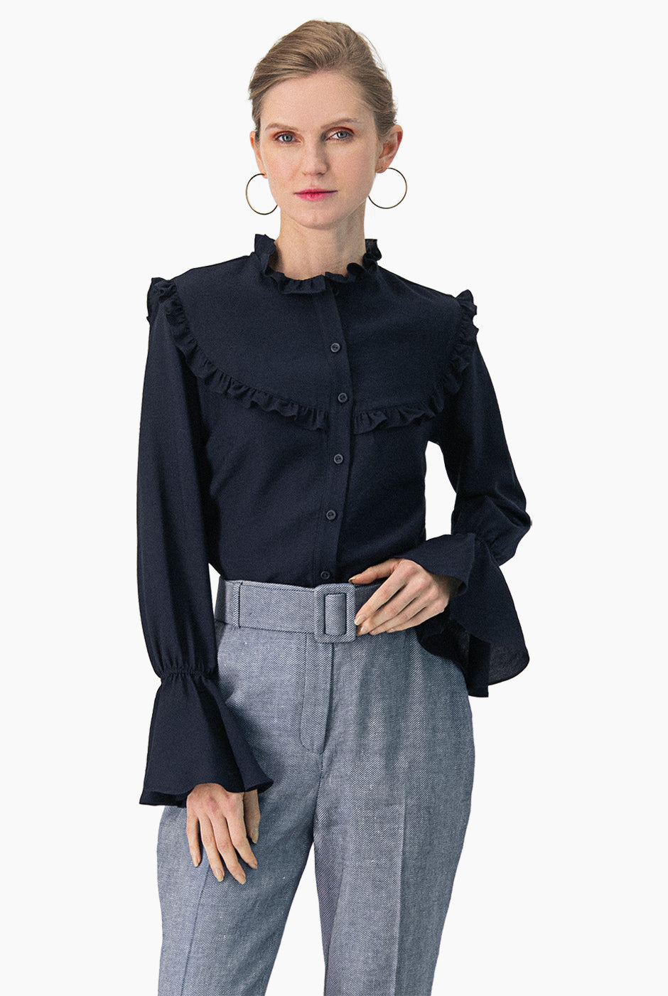 Blusa recta lisa y manga larga
