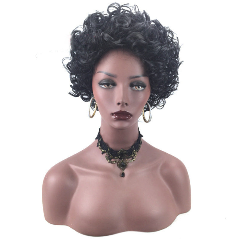 Luna Wigs African American Fashion Black Short Curly Hair