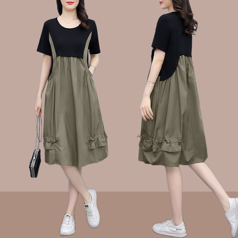 Khaki Waist-length a-line straps show thin dress