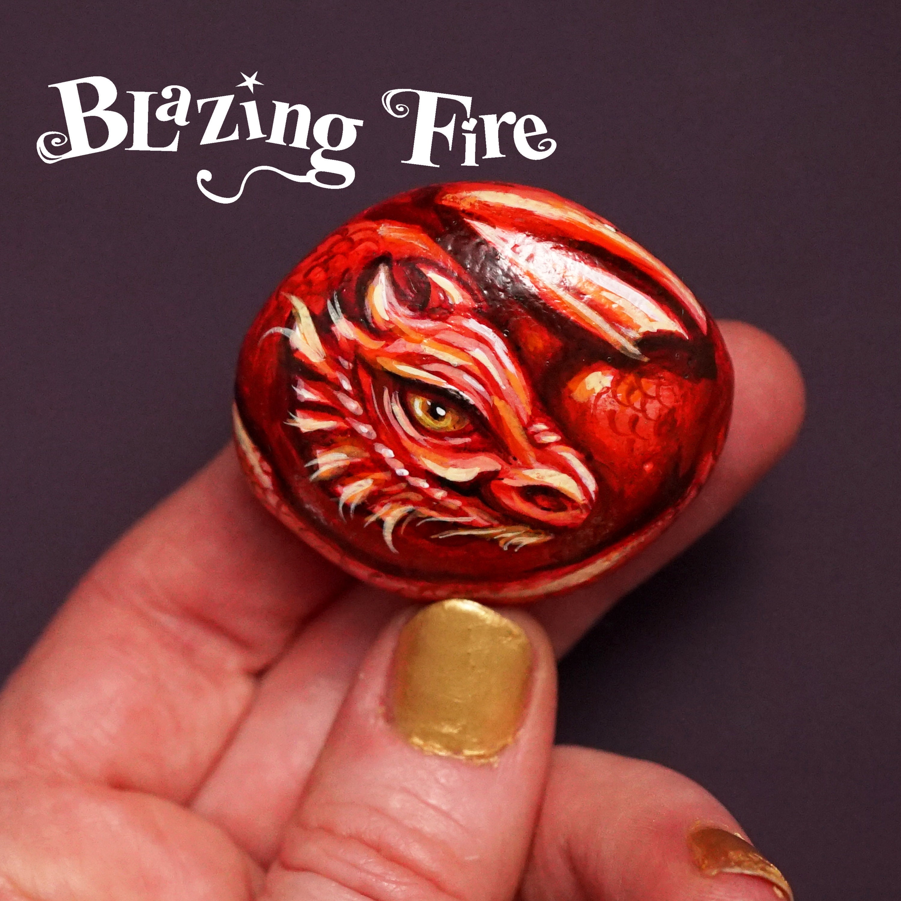 Painted dragon worry stone | Christmas present