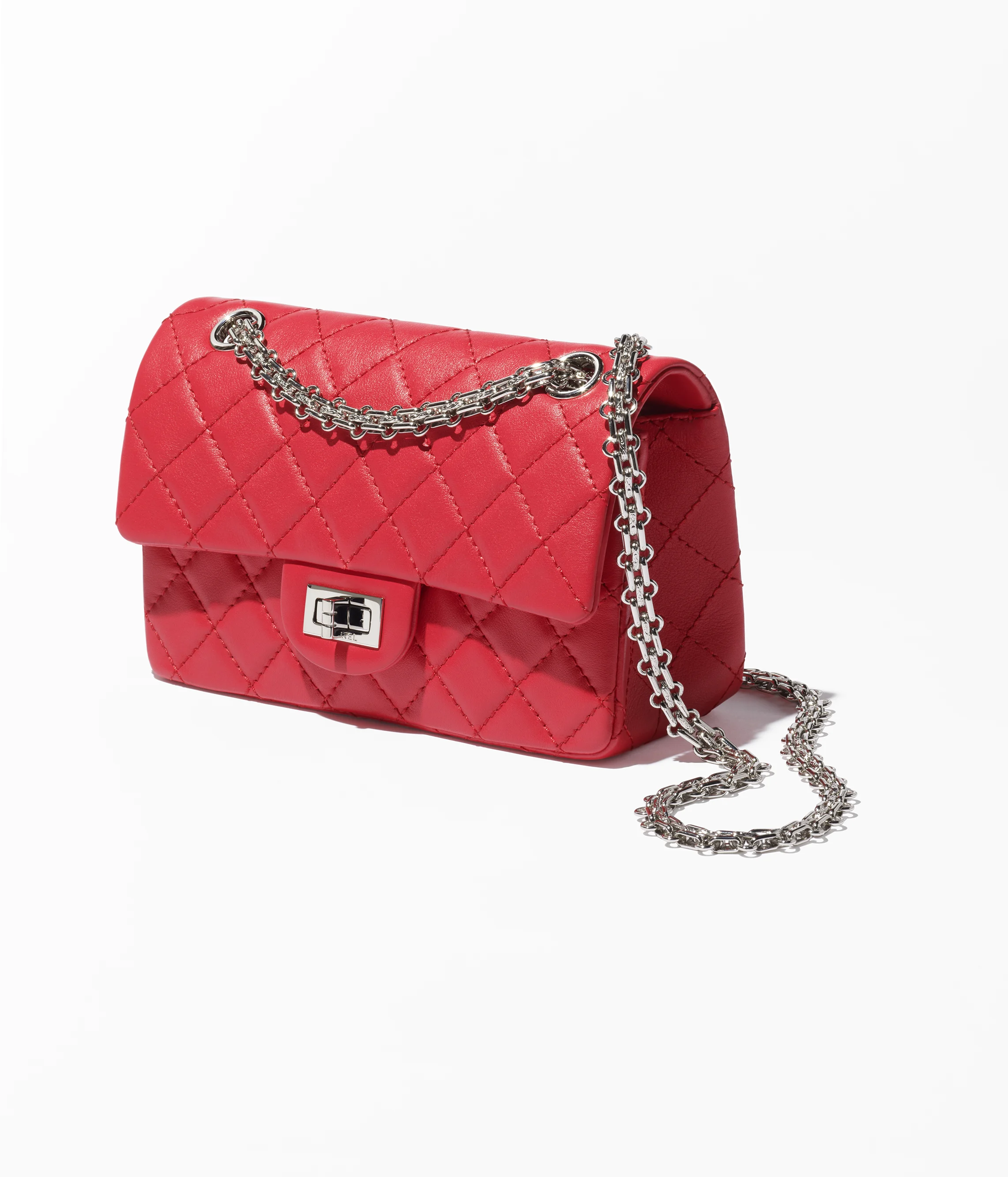 Chanel 2.55 Mini Flap Bag Calfskin & Silver Metal Dark Red AS0874-B18829-NAAUM