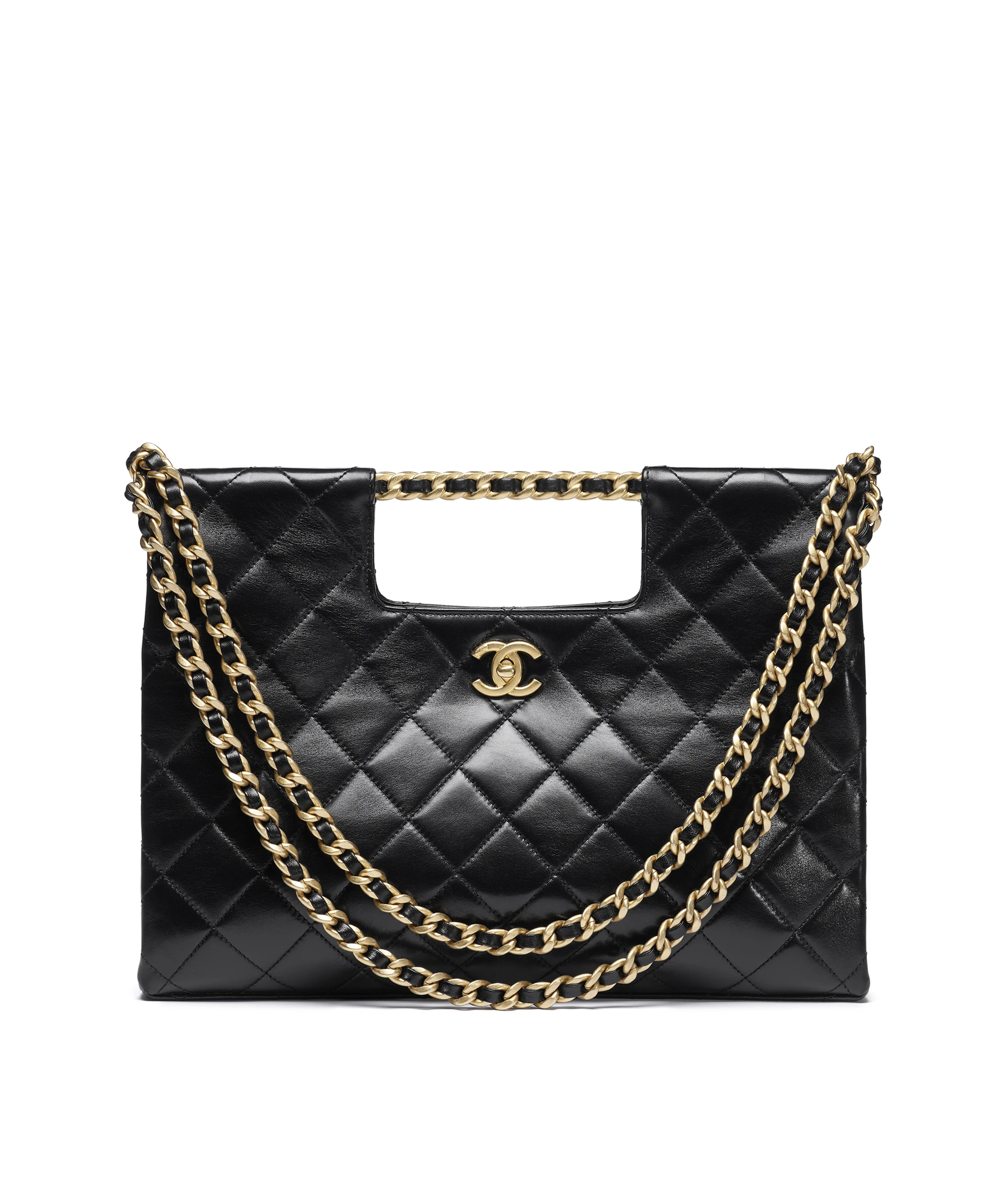 Chanel Shopping Bag Shiny Lambskin & Gold-Tone Metal Black AS5407-B20556-94305