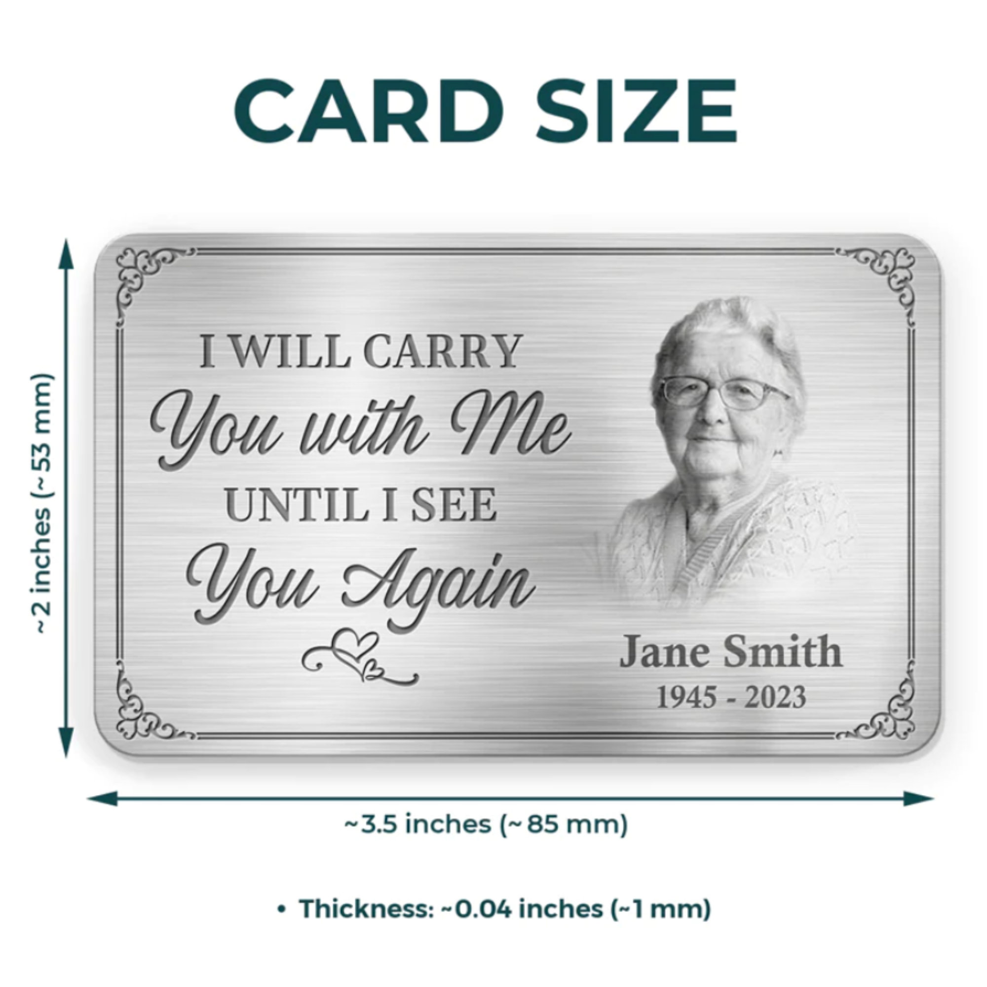 I'll Carry You With Me Until I See You Again-Personalized Custom Aluminum Wallet Card