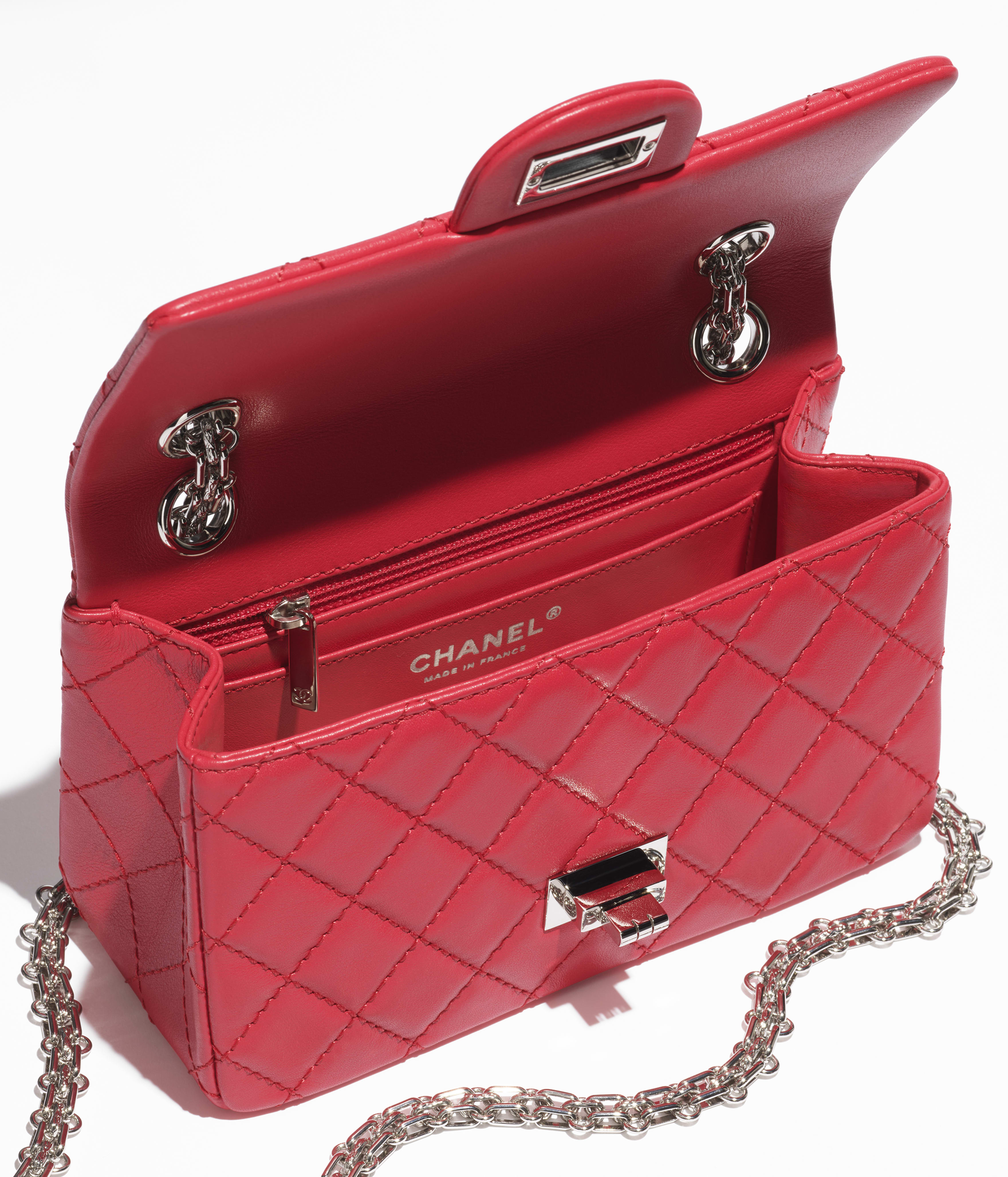 Chanel 2.55 Mini Flap Bag Calfskin & Silver Metal Dark Red AS0874-B18829-NAAUM