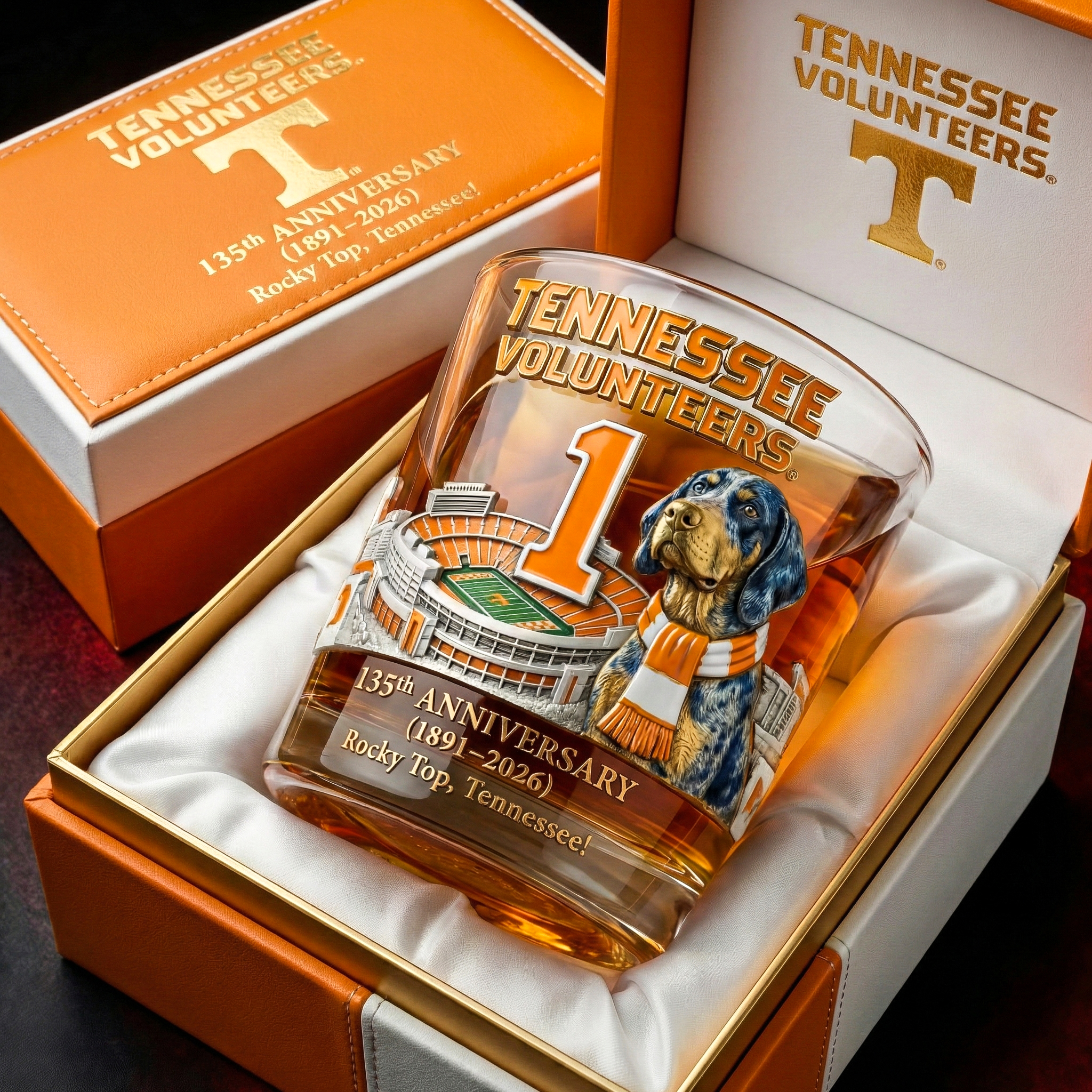Tennessee Volunteers 135th Anniversary Commemorative Whiskey Glass