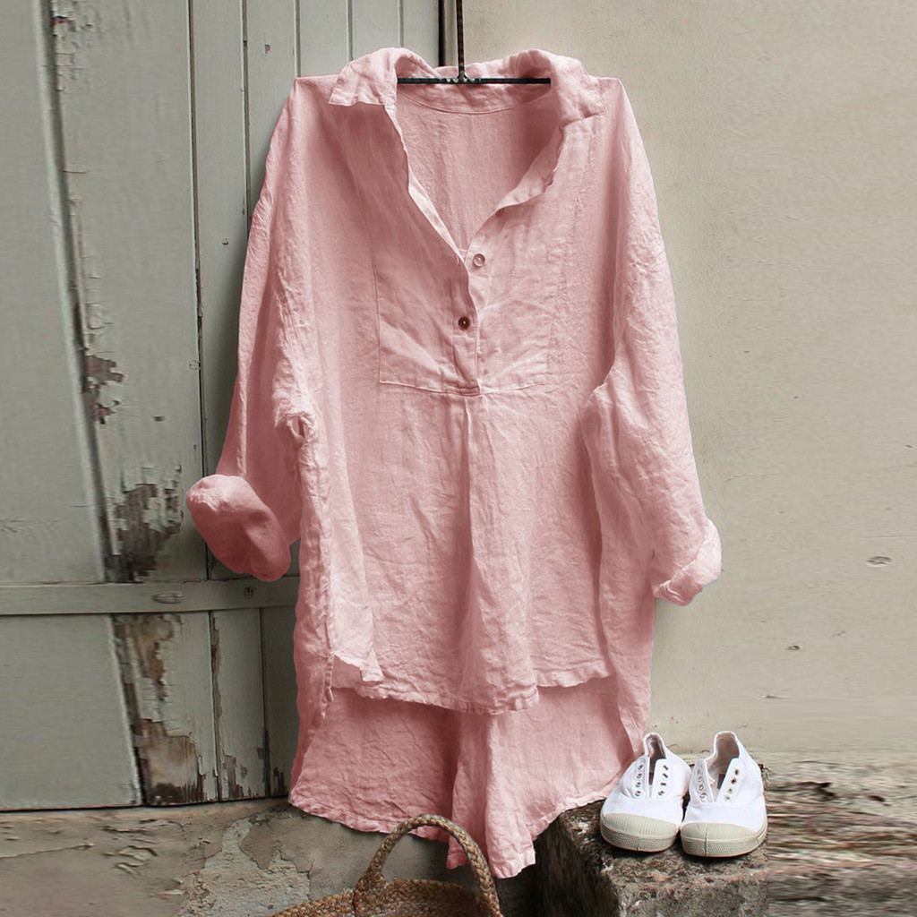Loose Solid Color Long Sleeved Blouse