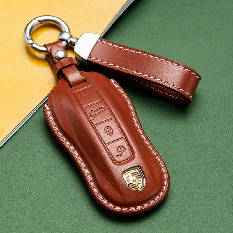 Buttons Genuine Leather Car Key