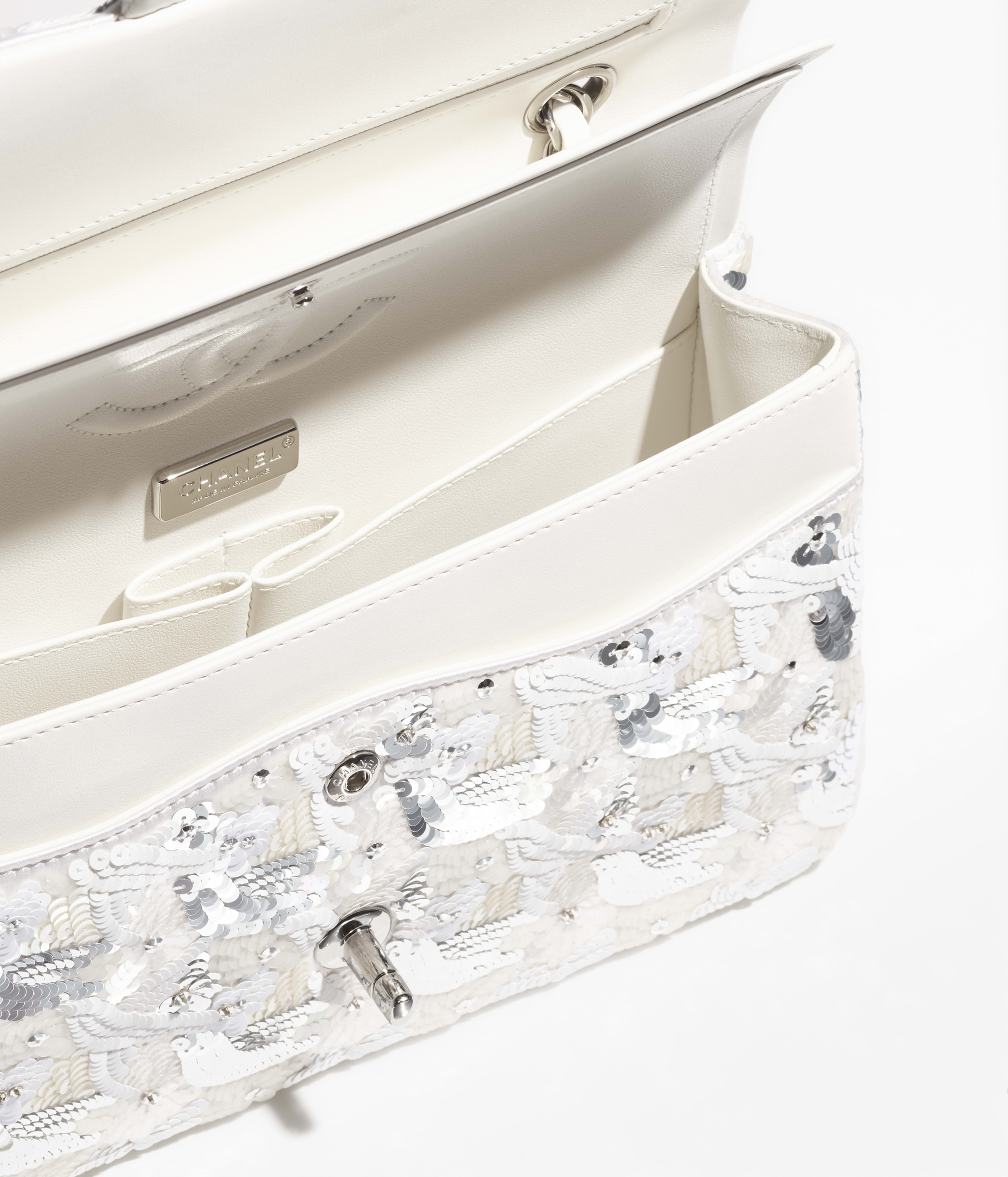 Chanel Classic 11.12 Handbag Embroidered satin, sequins, glass pearls and silver-tone metal A01112-B20591-U0972