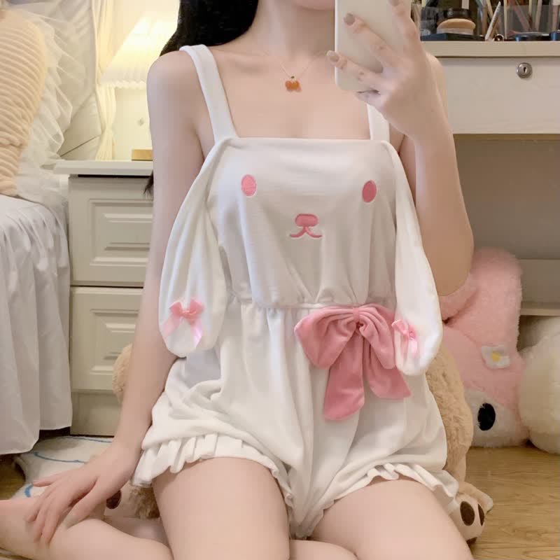 Cartoon Bunny Ears Bow Knot Lingerie