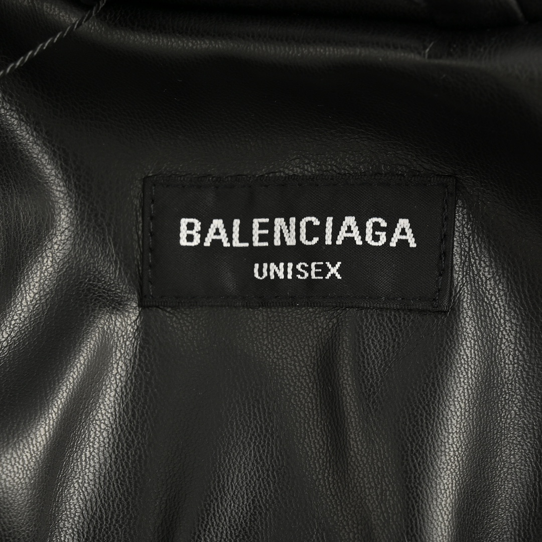 Balenciaga 24Fw embroidered leather stand collar jacket