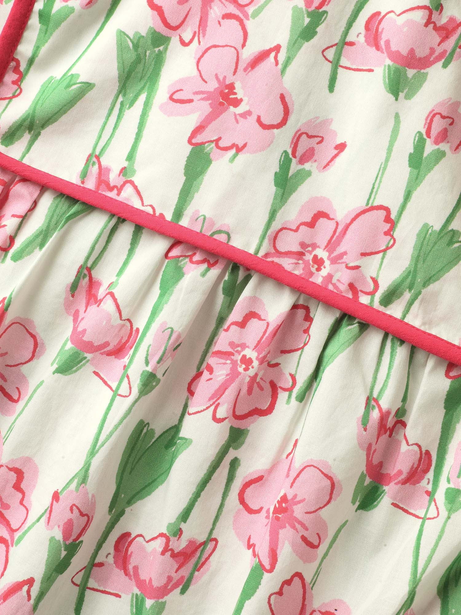 Blushing Floral Print Seamed Contrast Blouse