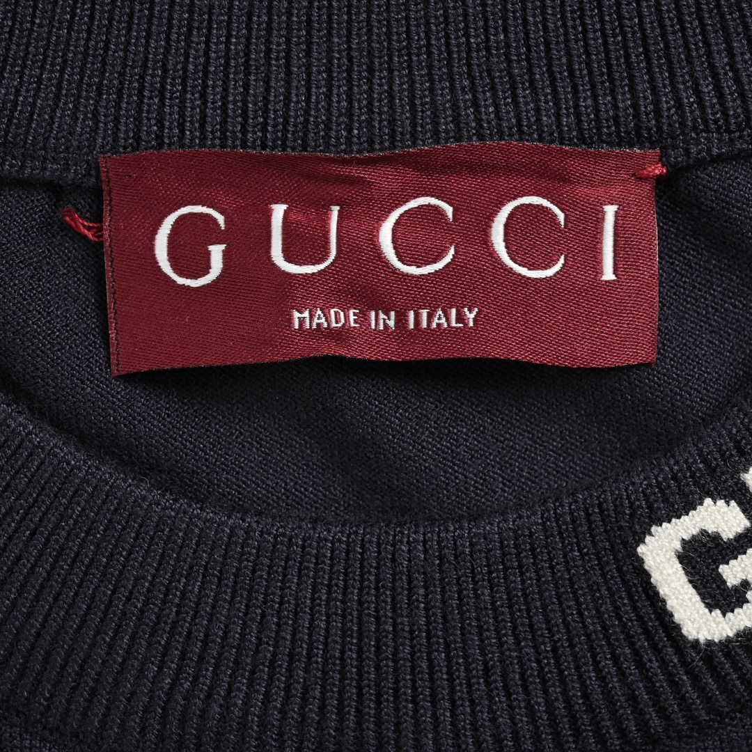 Gucci 24ss collar lettering jacquard knit short sleeves