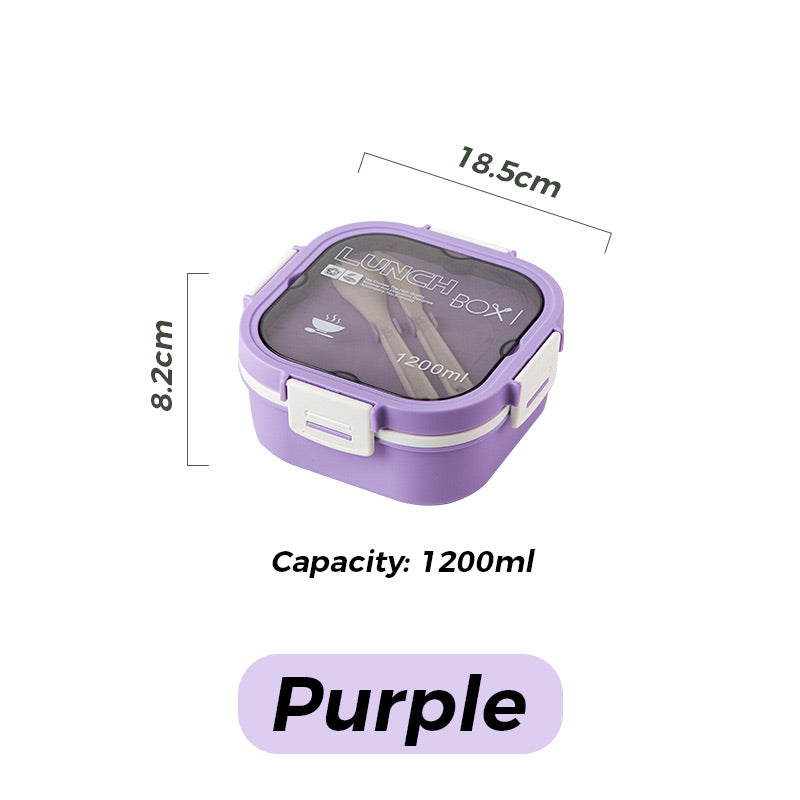 1200ml/1700ml Lunch Box with Spoon & Fork - Microwave Safe