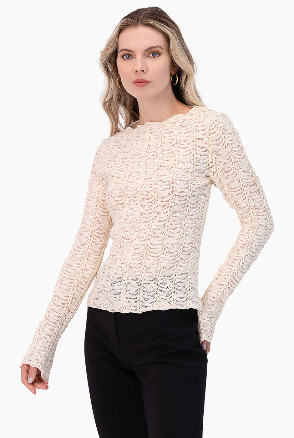 Blusa recta de cuello redondo