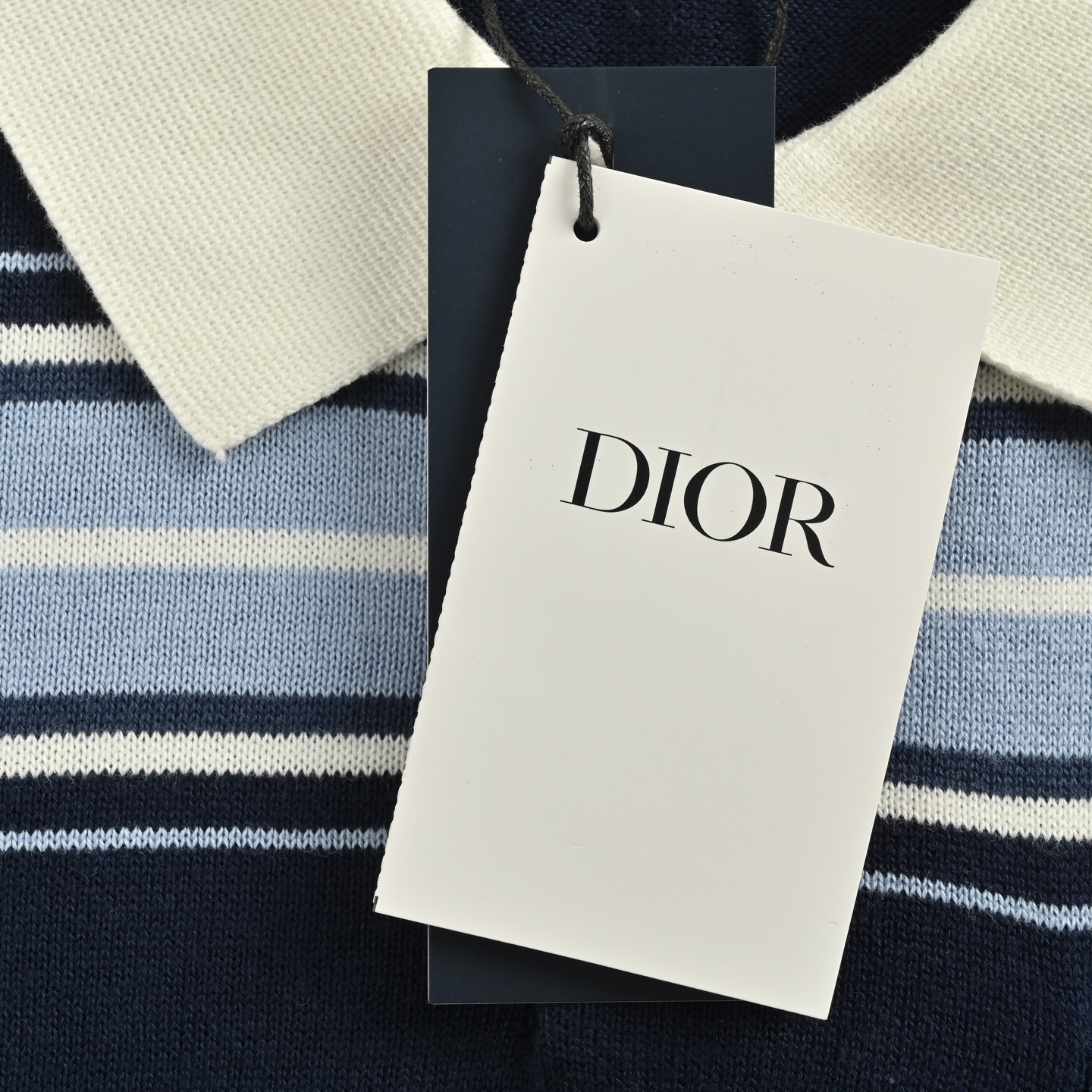 Dior 25ss lily of the valley embroidered striped knitted Polo short sleeve