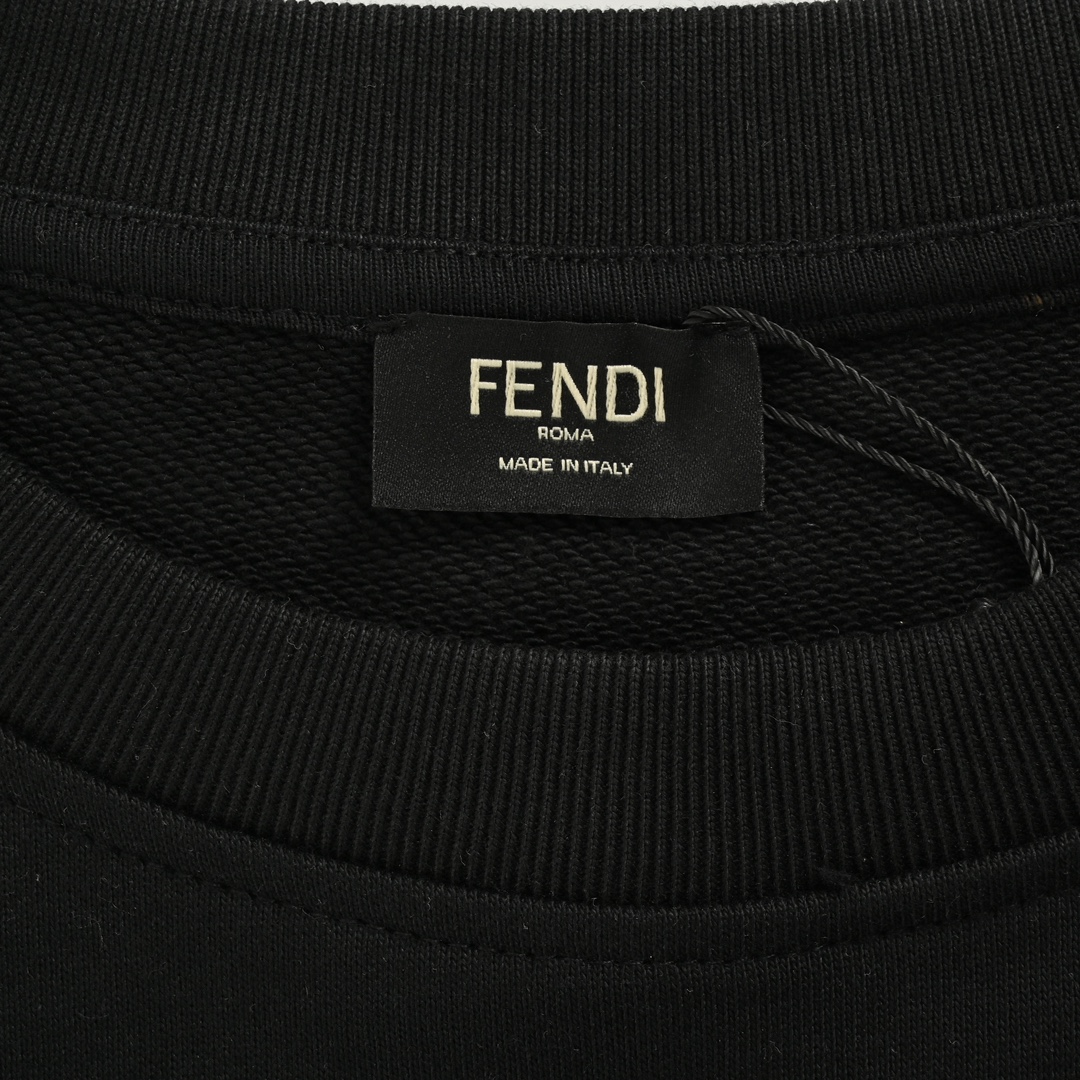 Fendi 24Fw FF leather trim zip pocket crew neck sweatshirt