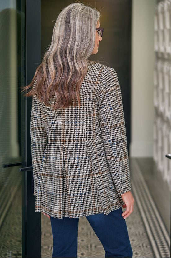 Women's Elegant Long Sleeve Printed Checkered Top