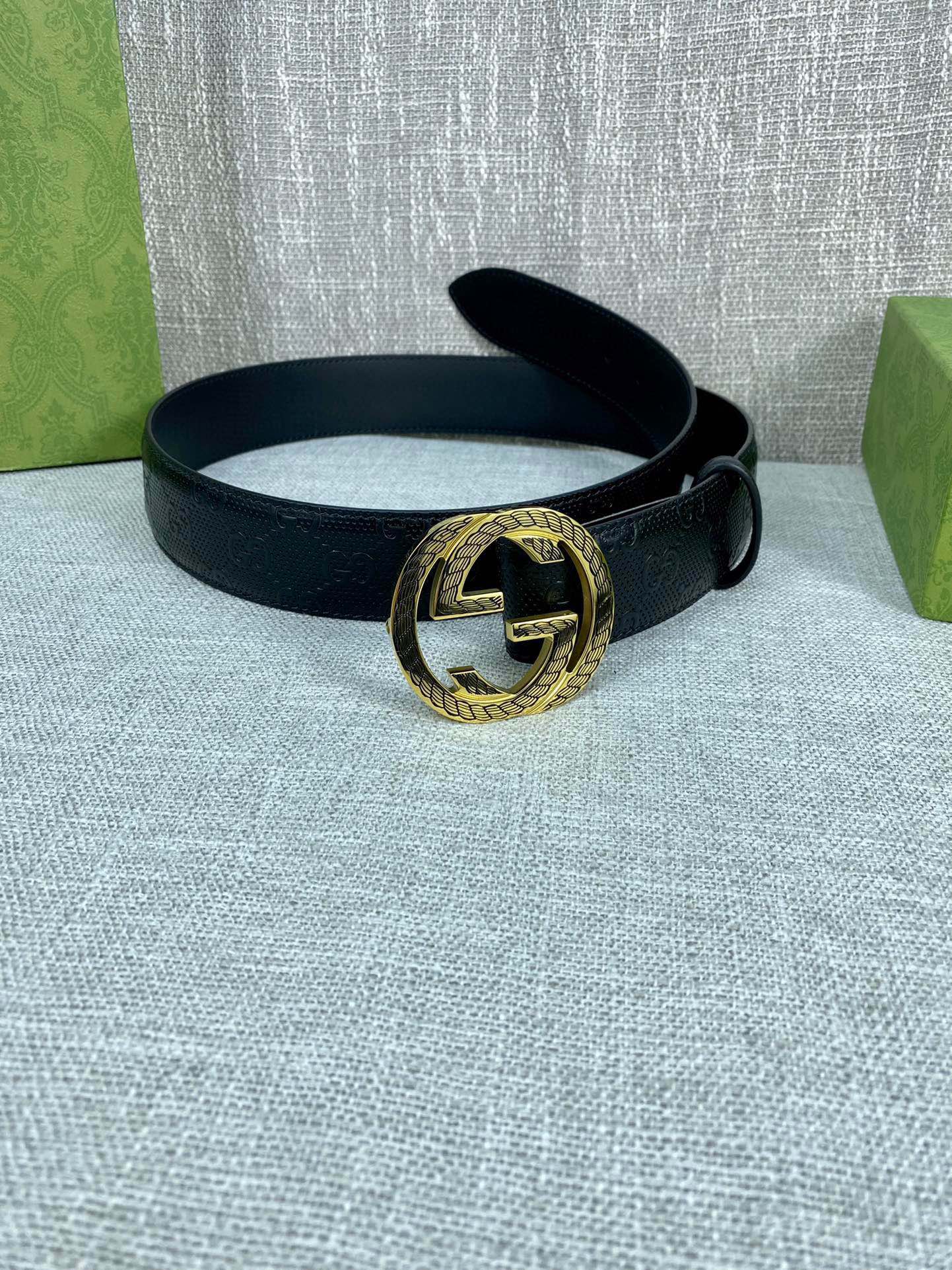 Gucci Signature Printed Leather Belt Width 4.0CM