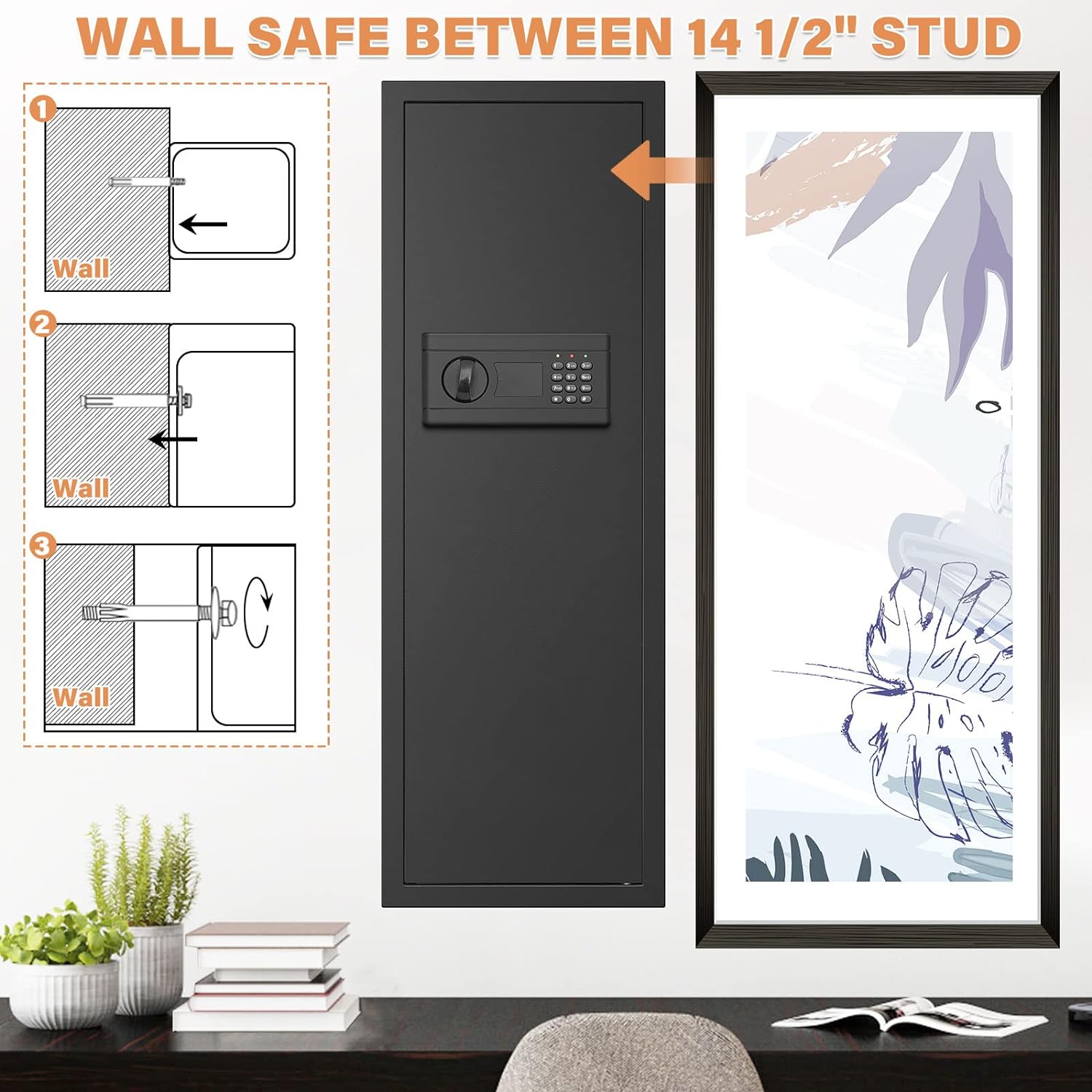 Tiskgg 43.3-inch Tall Fireproof Wall Safes Between the Studs