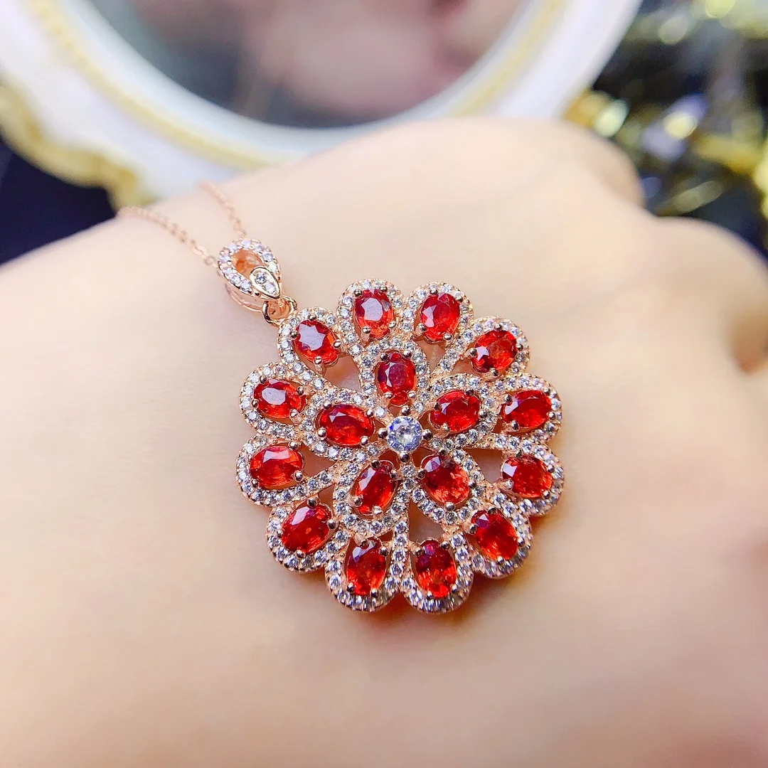 Ruby Necklace Women's Silver 925 Simple atmospheric jewelry Free shipping Women's Pendant gem Gift necklace Pendant