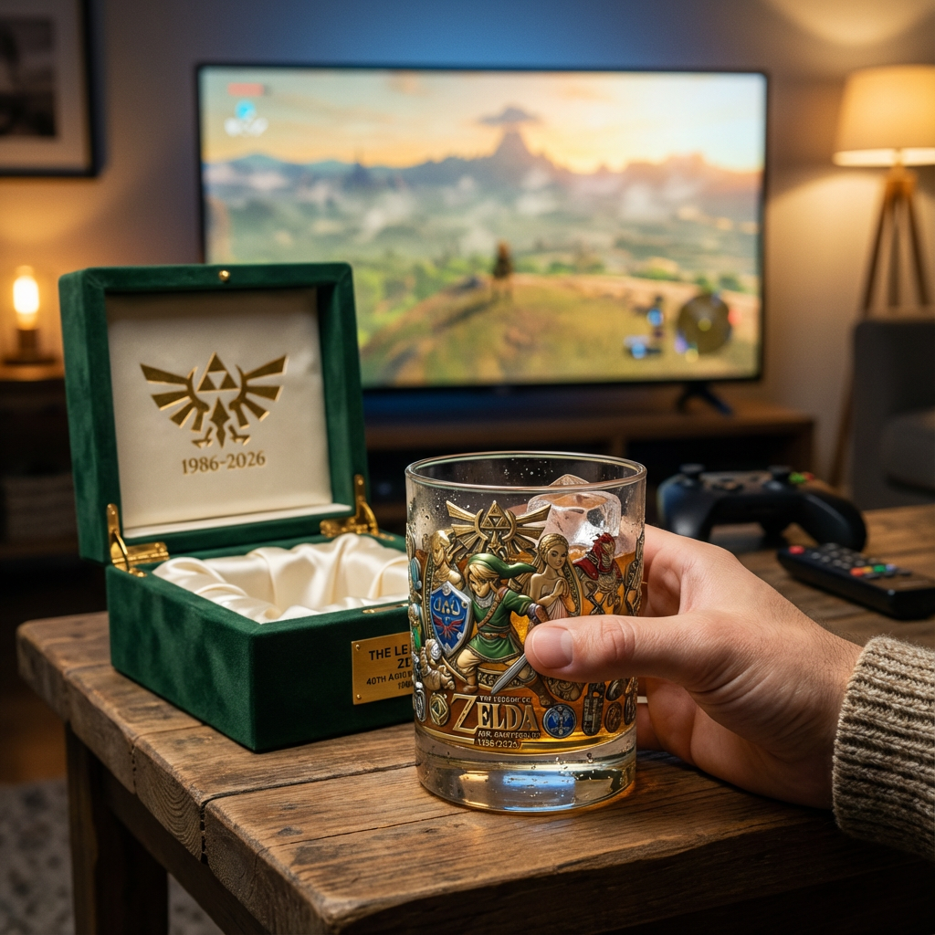 The Legend of Zelda 40th Anniversary Commemorative Whiskey Glass