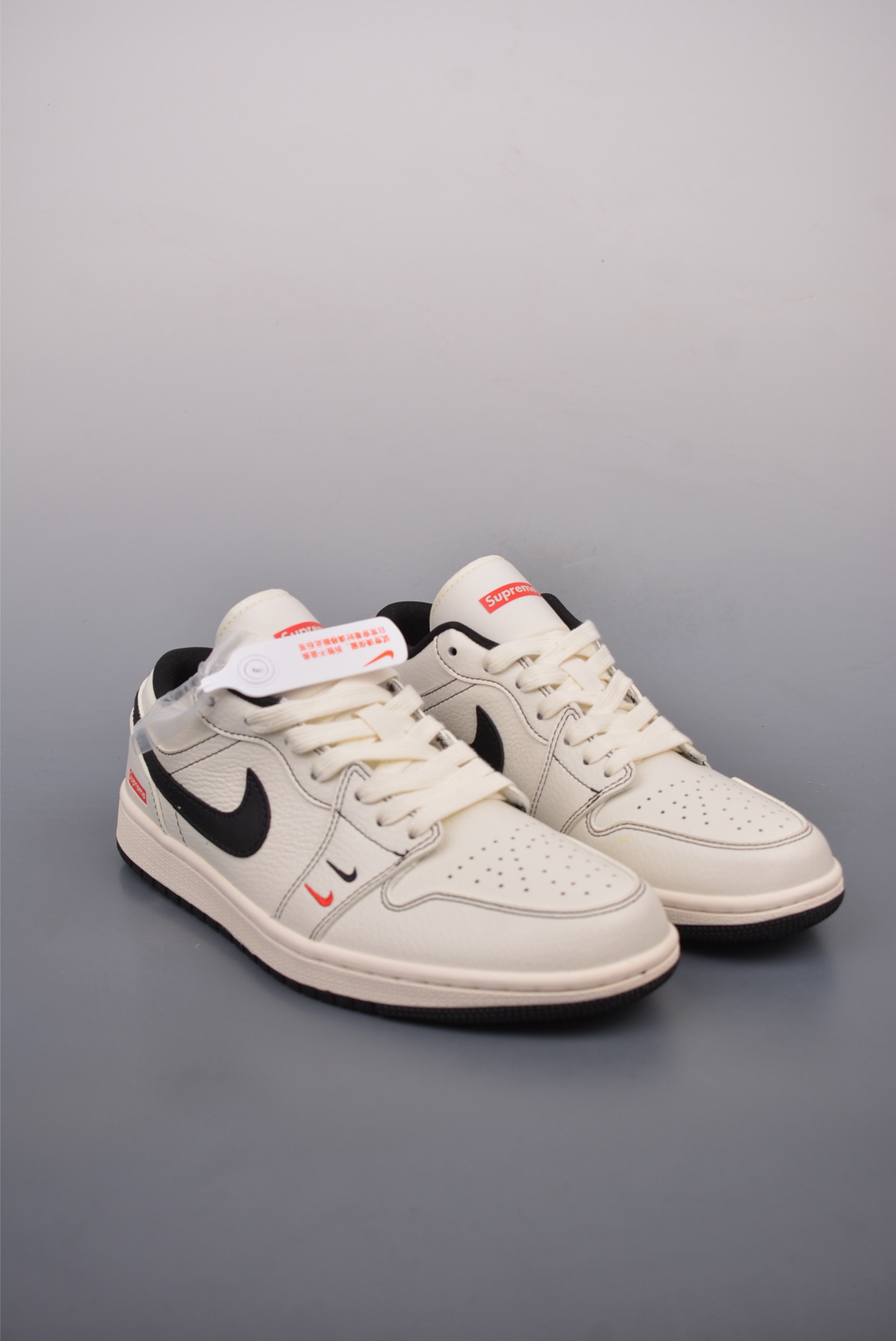 Supreme x Nike By You Air Jordan 1 Low OG Beige White Black XX3318-108