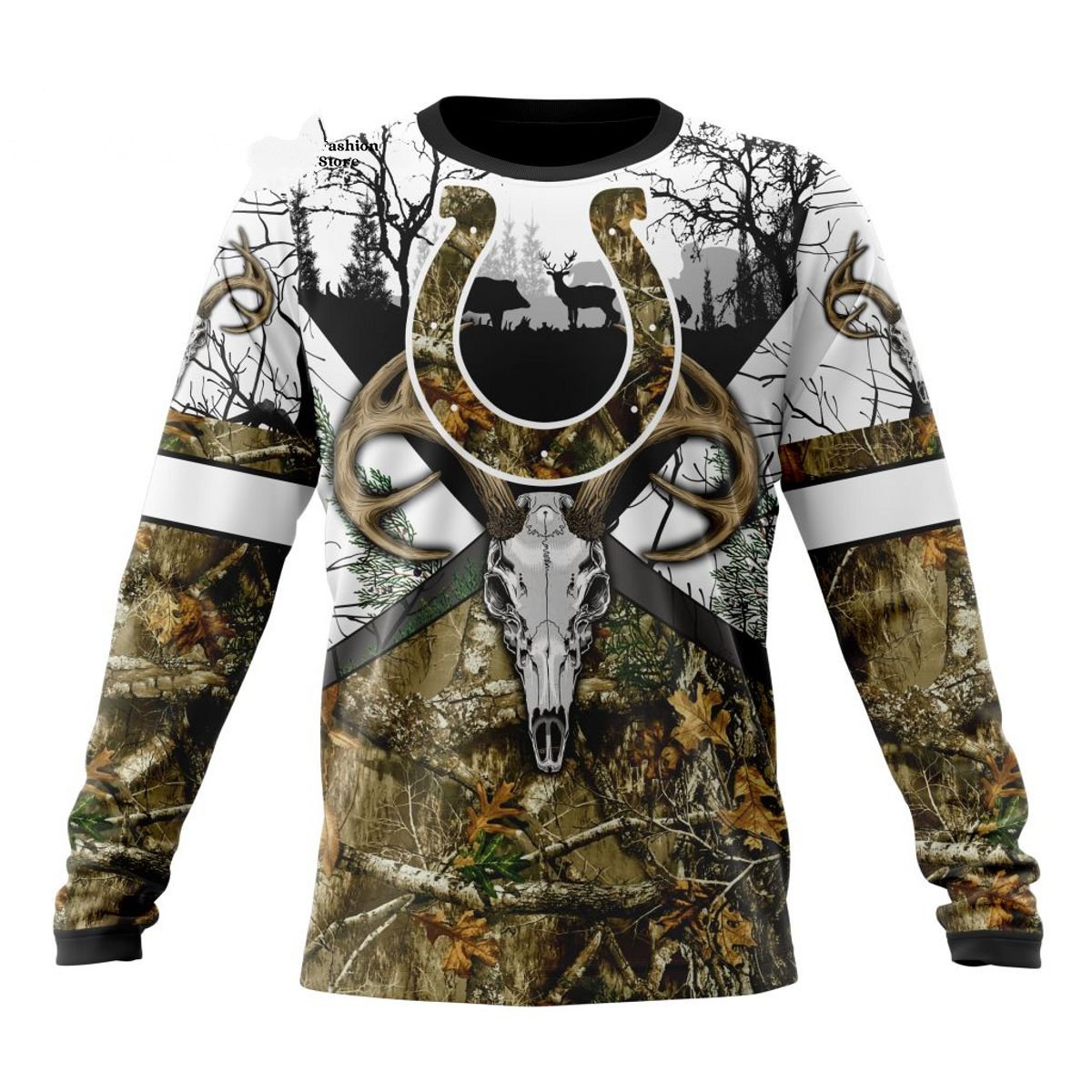 INDIANAPOLIS COLTS DEER SKULL AND FOREST 3D HOODIE