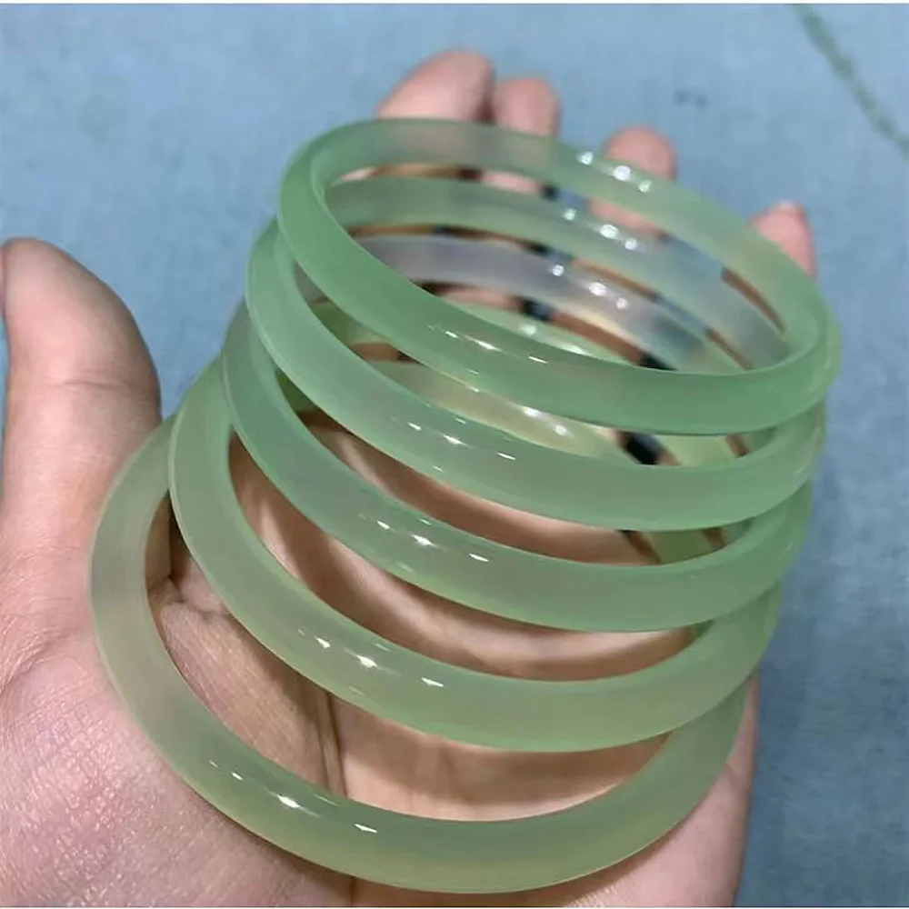 Natural Green Jade Bracelets Handring For Women Fine Jewelry 6mm Chalcedony Agate Bangle Fashion Accessories Free Shipping