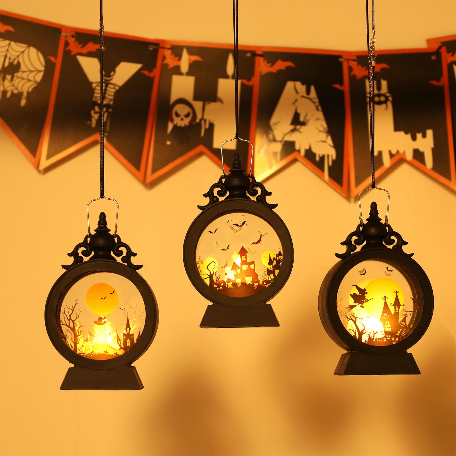 3 PCS Halloween Lantern Light with Flameless Candle