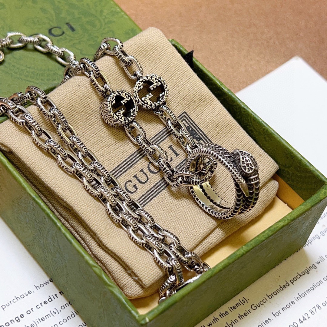 Gucci Anger Forest Series Snake Ring Vintage Necklace