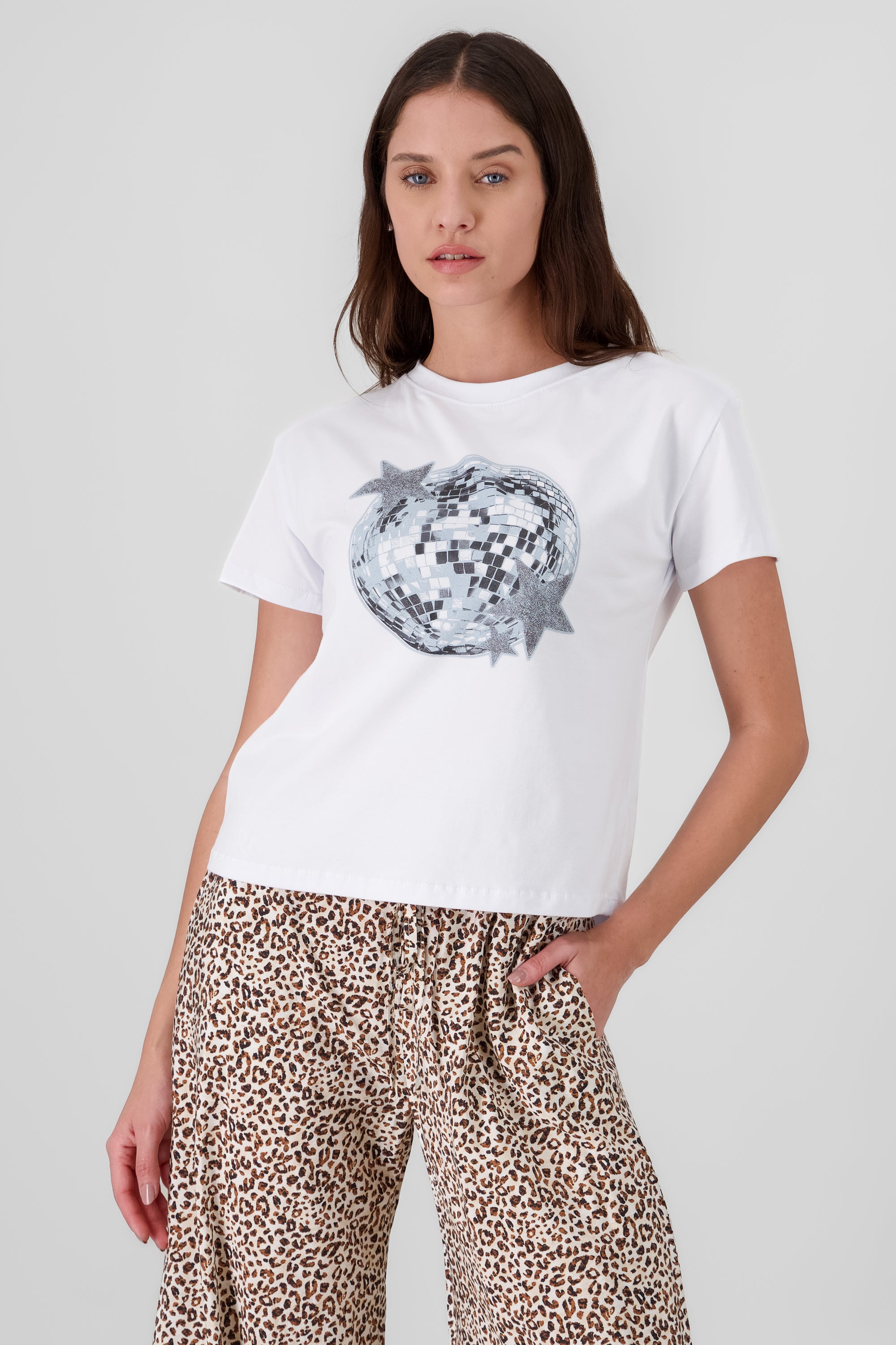 Disco Ball Print Short Sleeve T Shirt