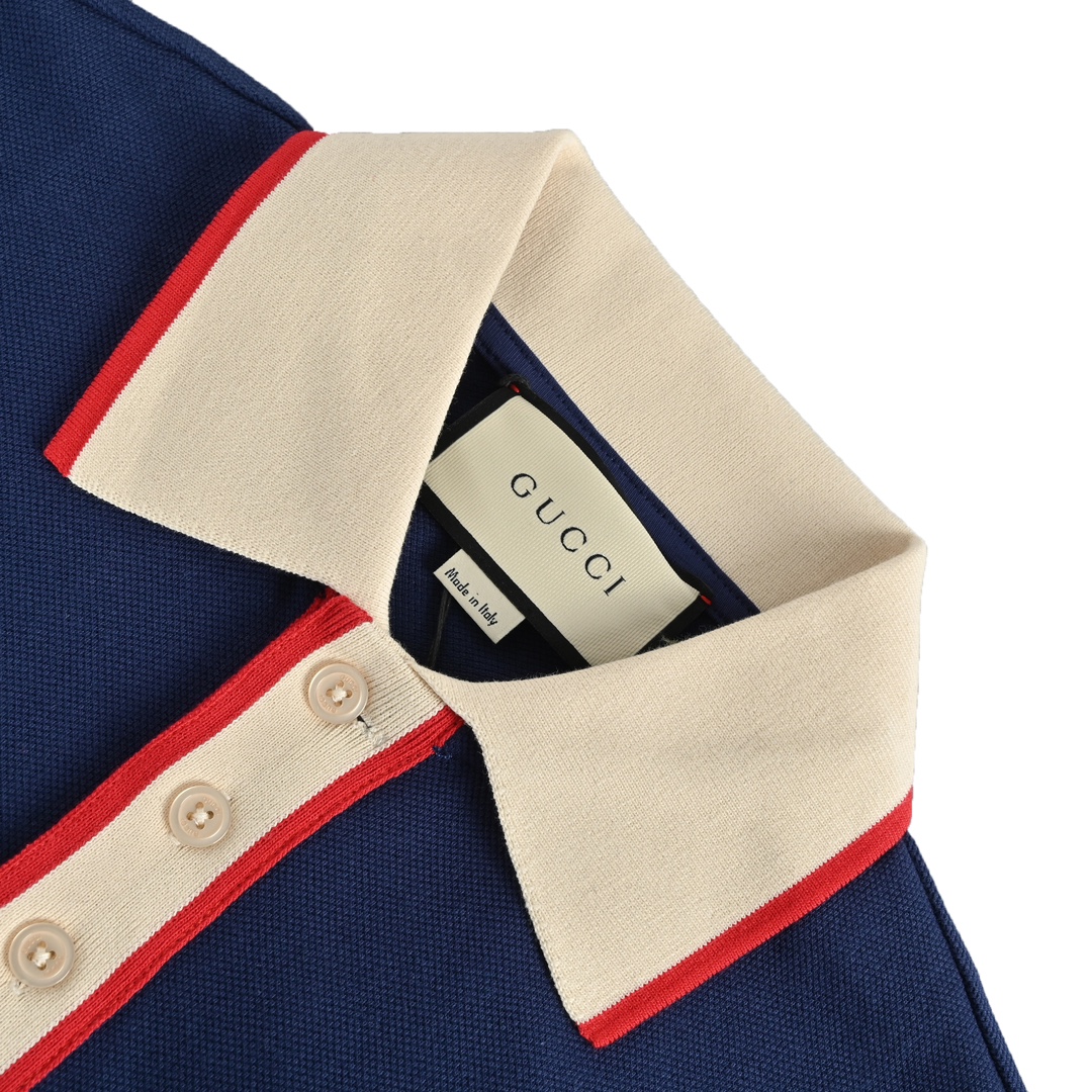 Gucci 23ss classic pocket embroidered double G Polo short sleeve