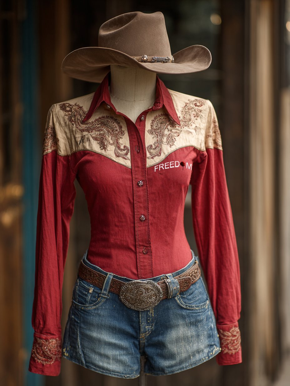 Women's Vintage FREEDOM Western Long Sleeve Shirt