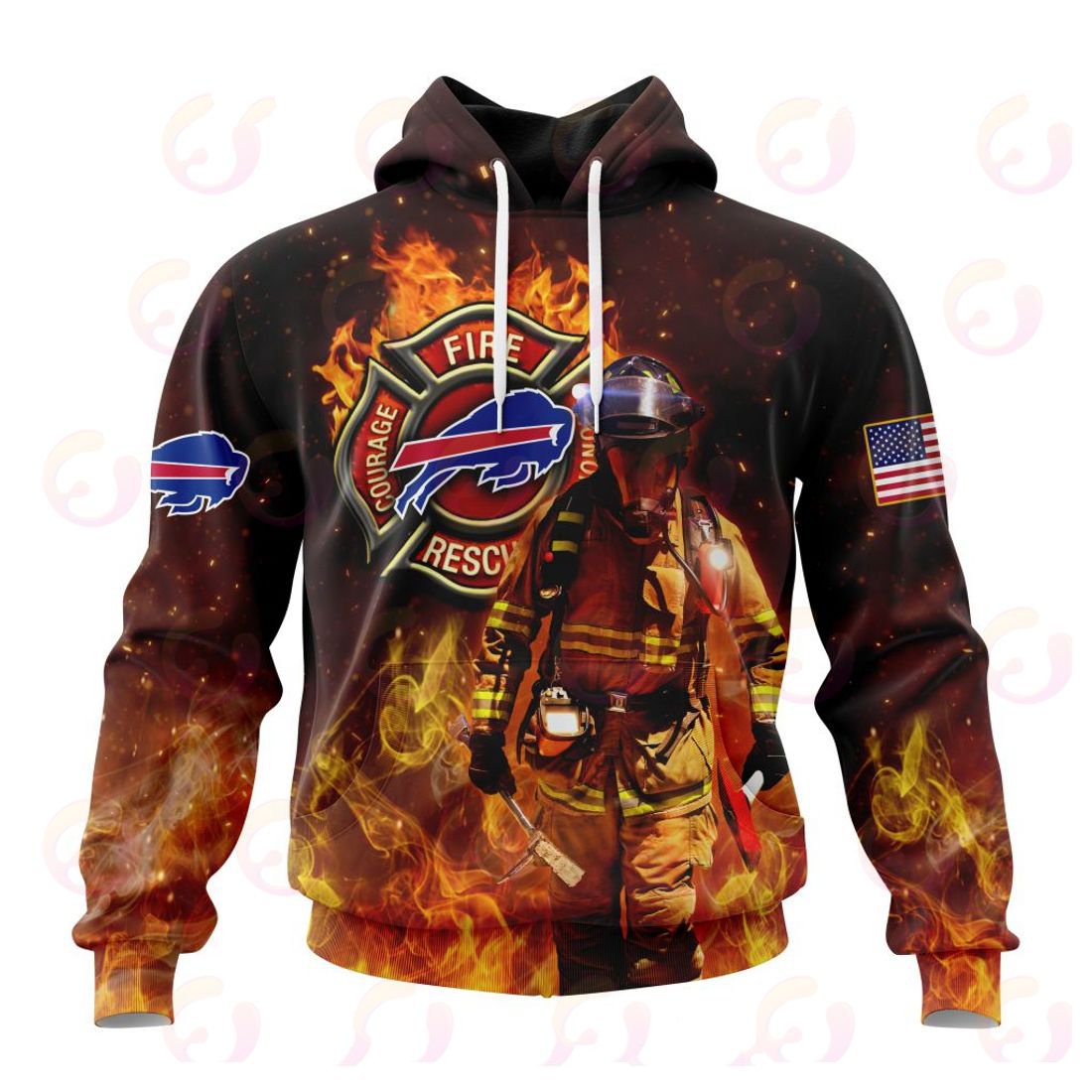 BUFFALO BILLS HONOR FIREFIGHTERS – FIRST RESPONDERS 3D HOODIE